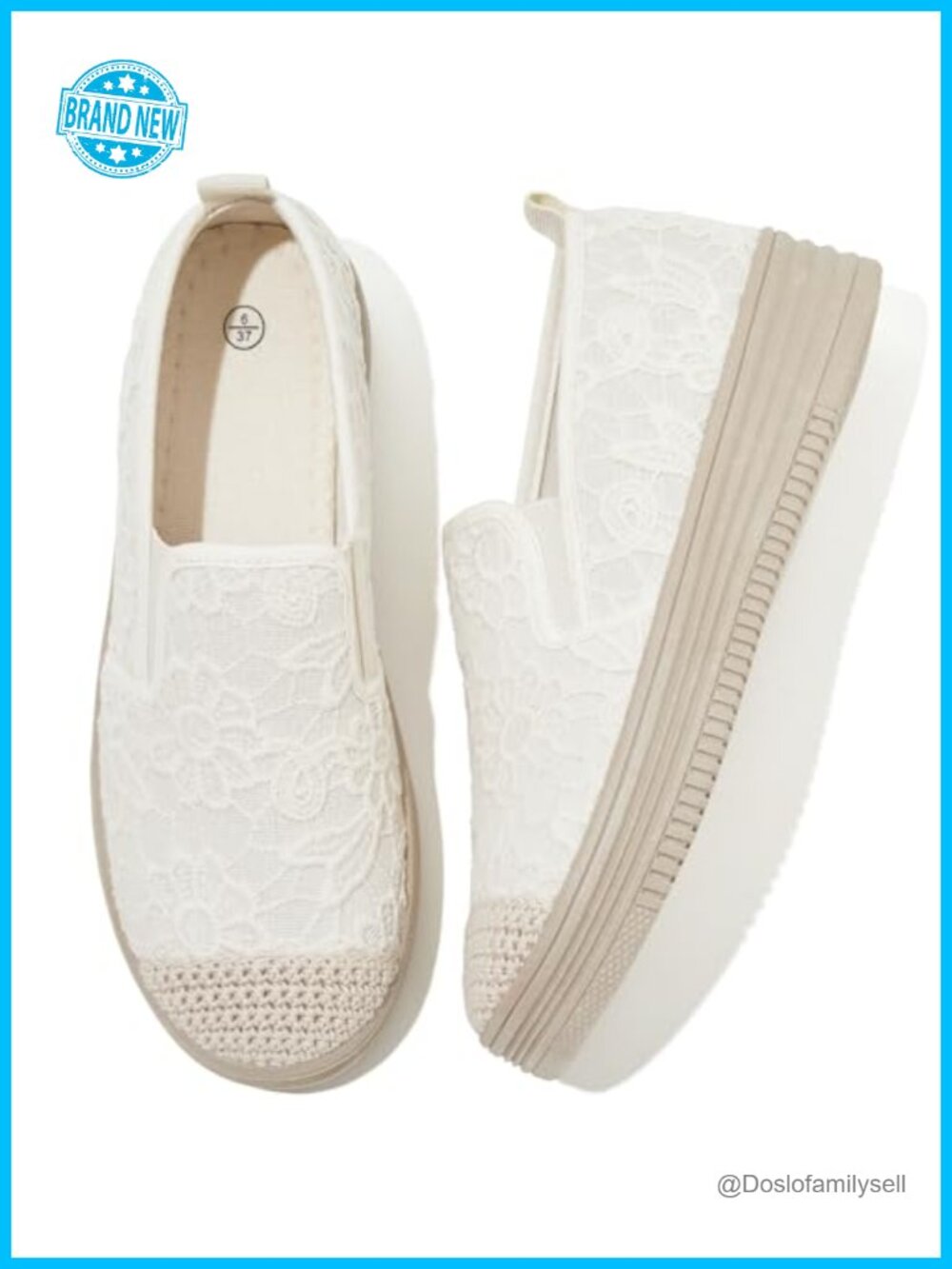 Lace Embroidered Slip On Flats Round Toe Casual Loafers